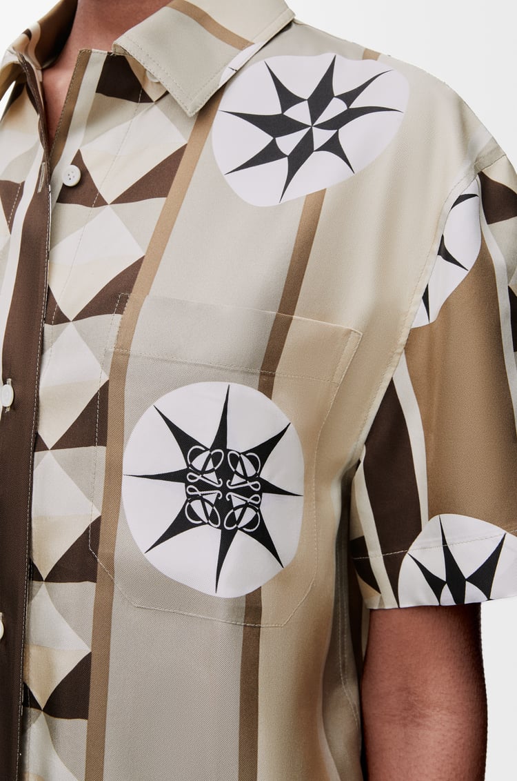 LOEWE Short sleeve shirt in silk Beige/Multicolor