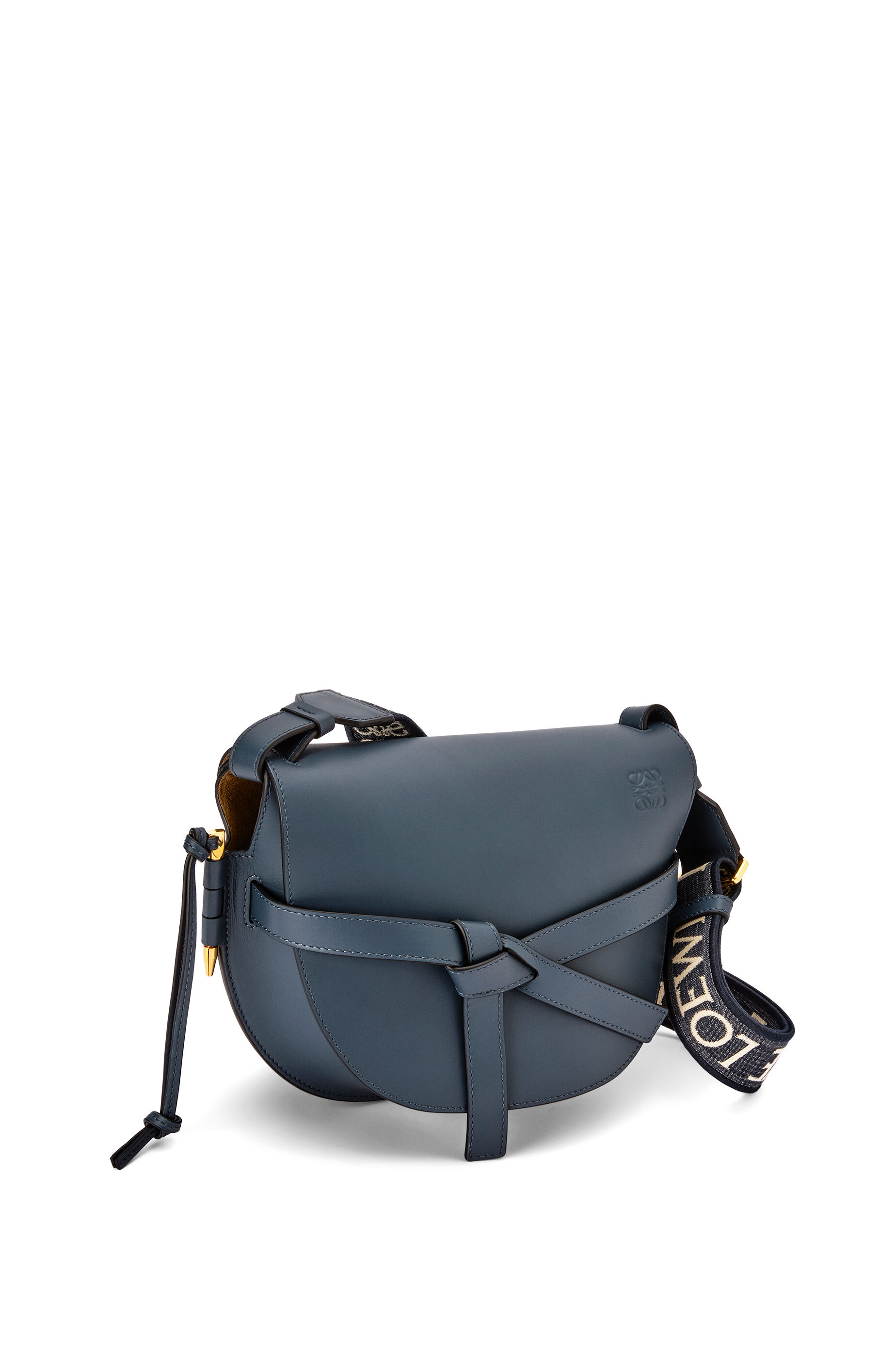 Small Gate bag in soft calfskin and jacquard Onyx Blue LOEWE