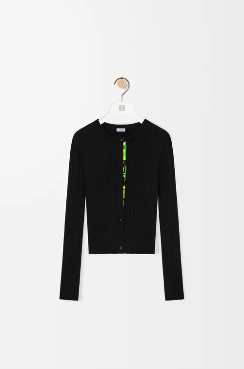 LOEWE Cardigan in viscose blend Black/Multicolor