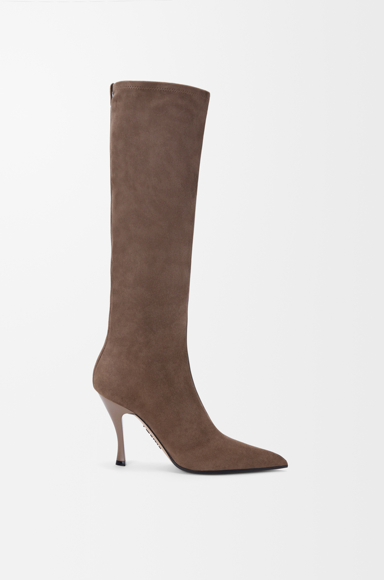 LOEWE Bota New Comic en piel de cordero elástica y ante Negro/Tabaco