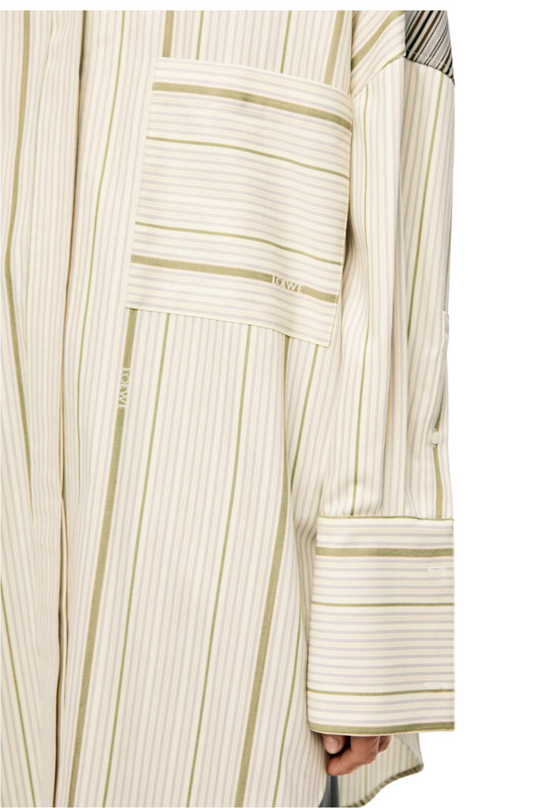 LOEWE Oversize stripe shirt in wool and cotton Pink/Grey pdp_rd