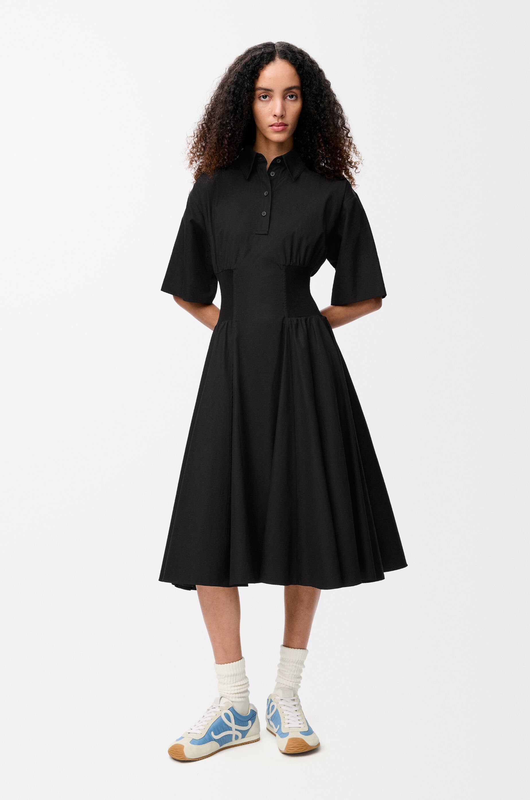 Short sleeve dress in cotton Black - LOEWE