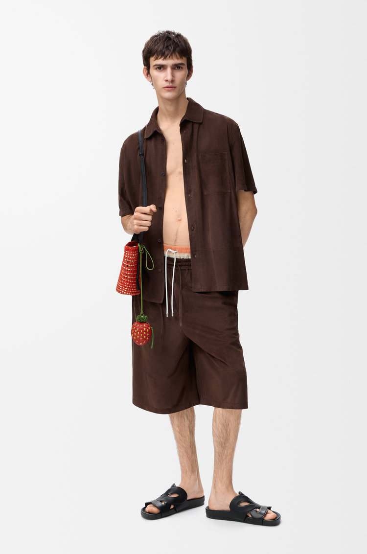 LOEWE 드로우스트링 쇼츠 - 스웨이드 고트스킨 다크 브라운