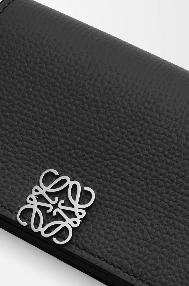 LOEWE Anagram business cardholder in pebble grained calfskin Black