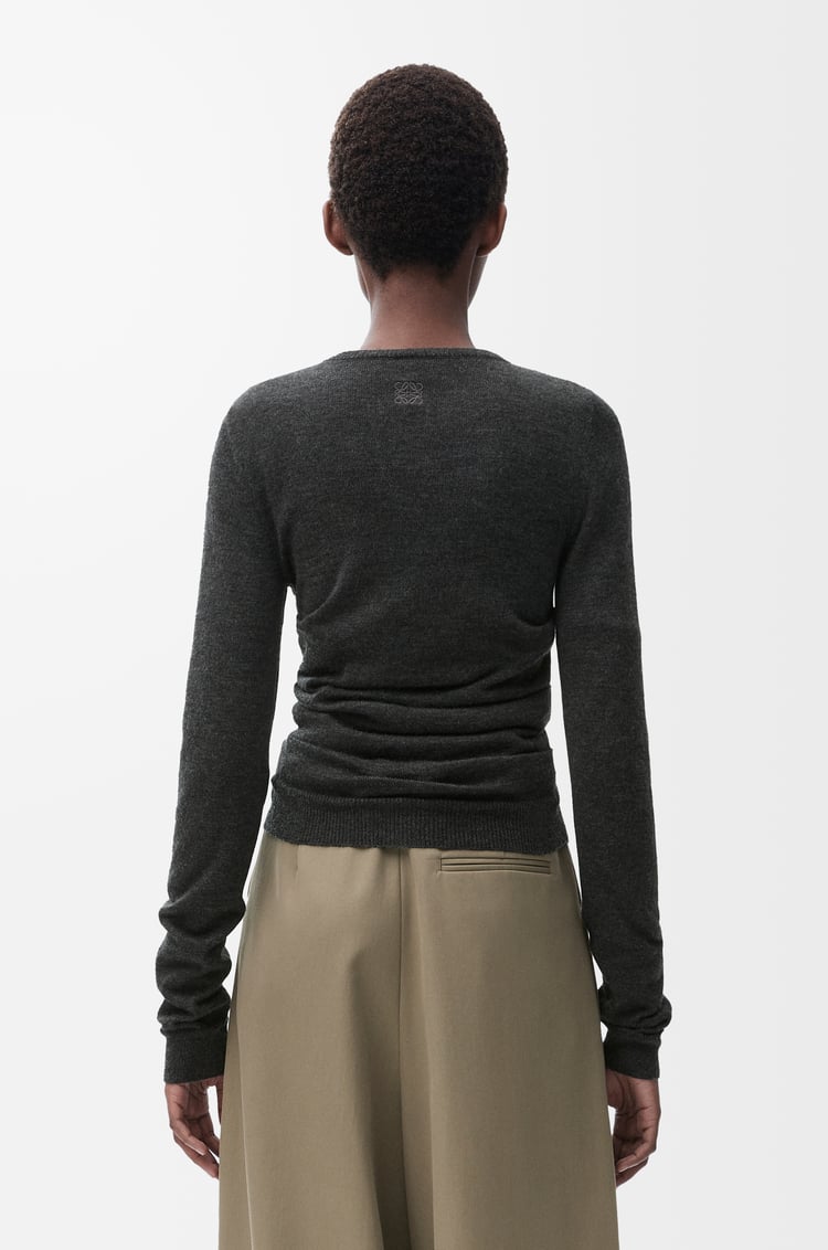 LOEWE Draped cardigan in cashmere and silk Anthracite