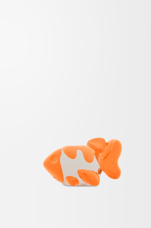 LOEWE Fish dice in metal Silver/Orange