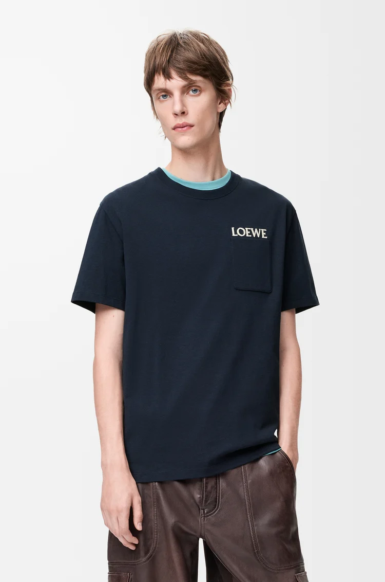 LOEWE Camiseta de corte holgado en algodón Azul Marino Oscuro