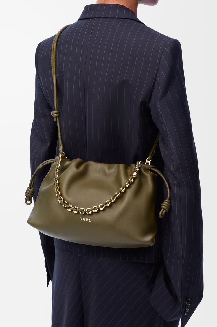 LOEWE Medium Flamenco purse in mellow nappa lambskin Dark Khaki