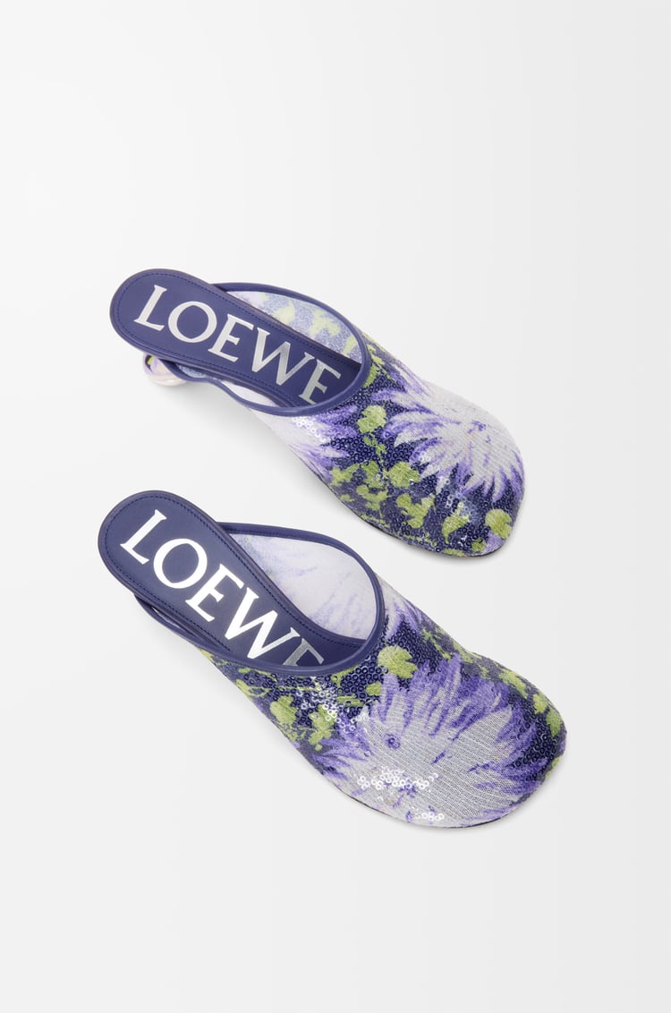 LOEWE Mules Toy en sequins Bleu Marine/Lilas