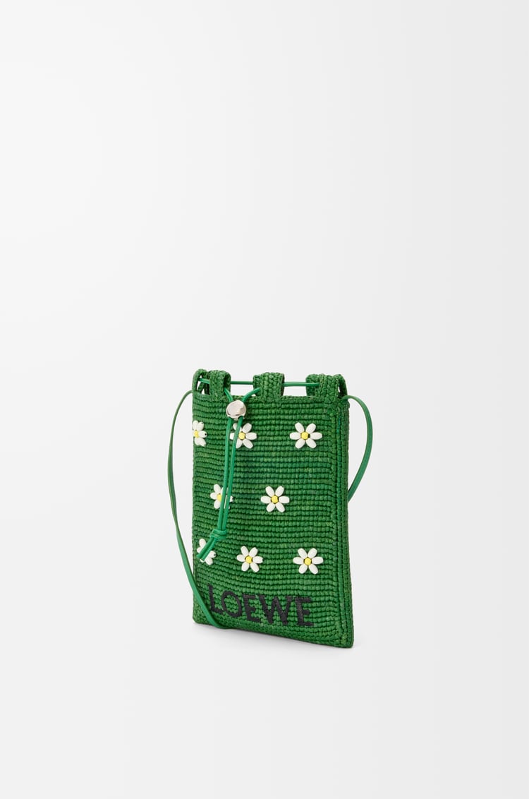 LOEWE Bolso con cordón en rafia Verde Tropical/Blanco