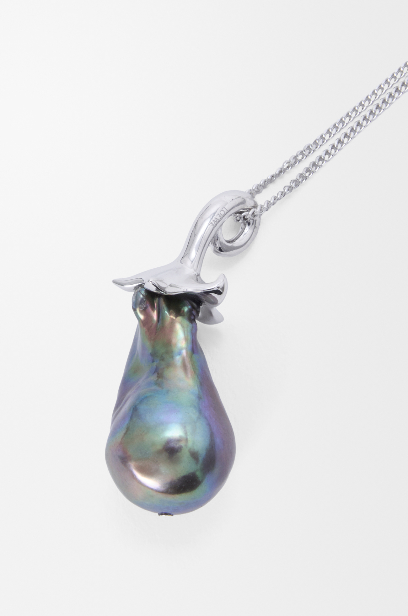 LOEWE Aubergine necklace in sterling silver and pearl Silver/Purple