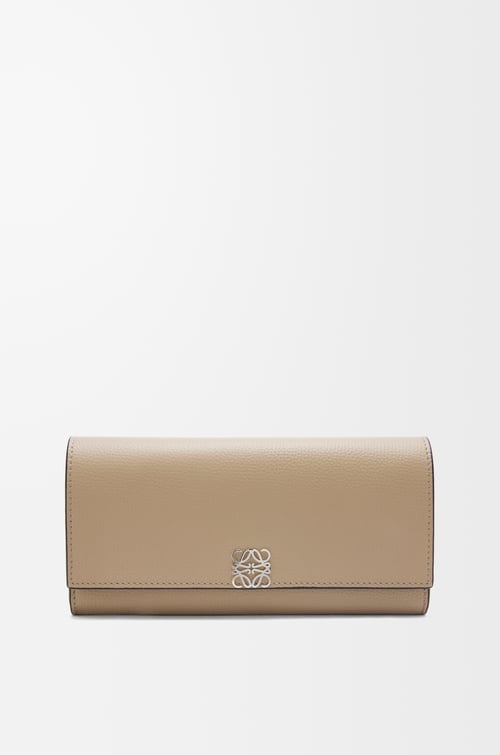LOEWE Anagram continental wallet in pebble grained calfskin Sand