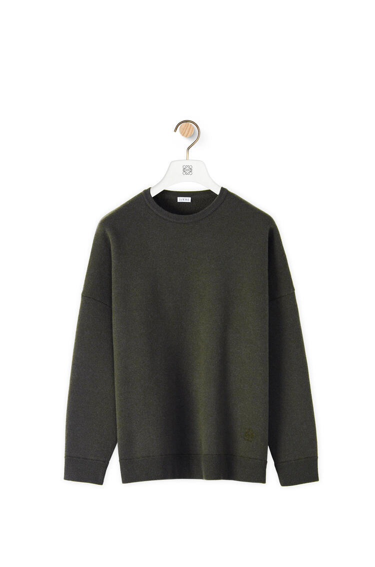 LOEWE Oversize crewneck sweater in cashmere Khaki Green pdp_rd