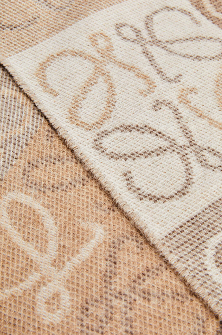 LOEWE Anagram scarf in wool and cashmere White/Beige
