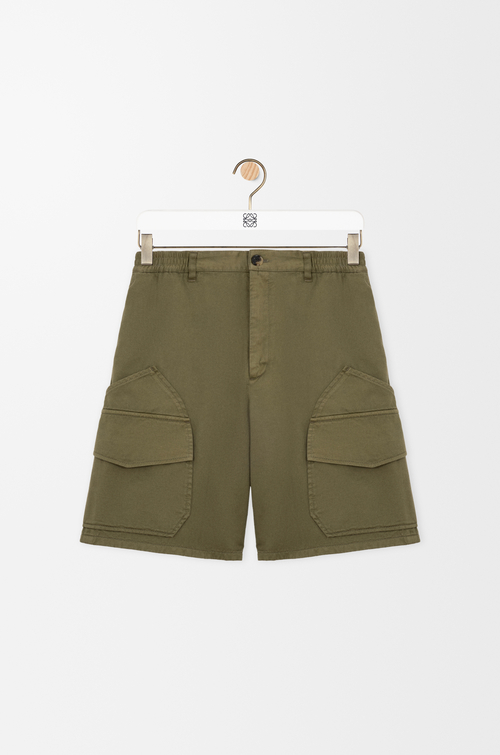 LOEWE Pantalón corto cargo en algodón Verde Caqui