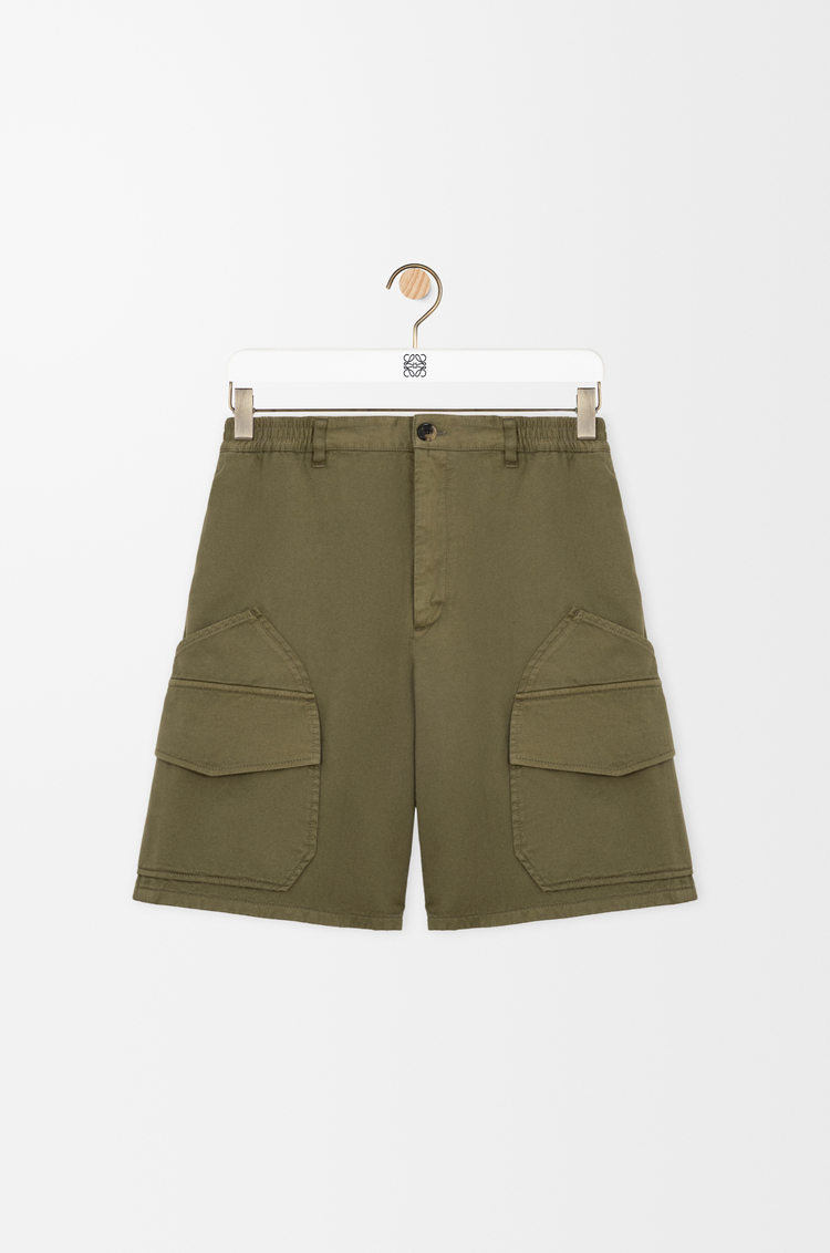 LOEWE Pantalón corto cargo en algodón Verde Caqui