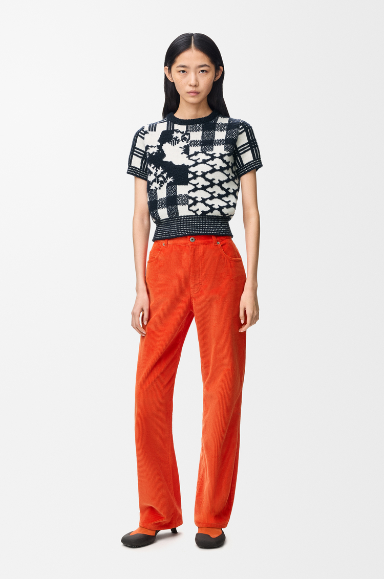 LOEWE Jersey de manga corta en lana Azul Marino/Blanco