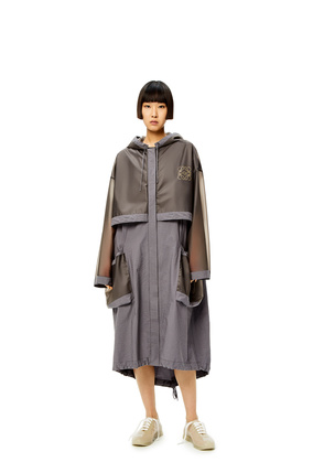 LOEWE Long hooded parka in cotton and polyamide Stone Grey plp_rd