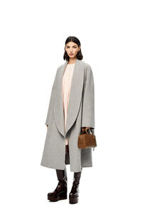 LOEWE Shawl collar wrap coat in wool and cashmere Grey pdp_rd
