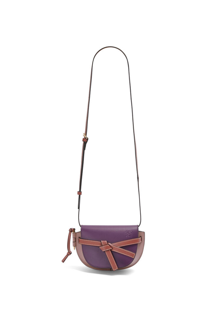 LOEWE Mini Gate Dual bag in soft calfskin Dark Purple/Dark Rust