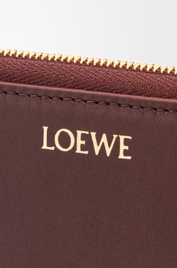 LOEWE Knot compact zip around wallet in shiny nappa calfskin Burgundy/Emerald