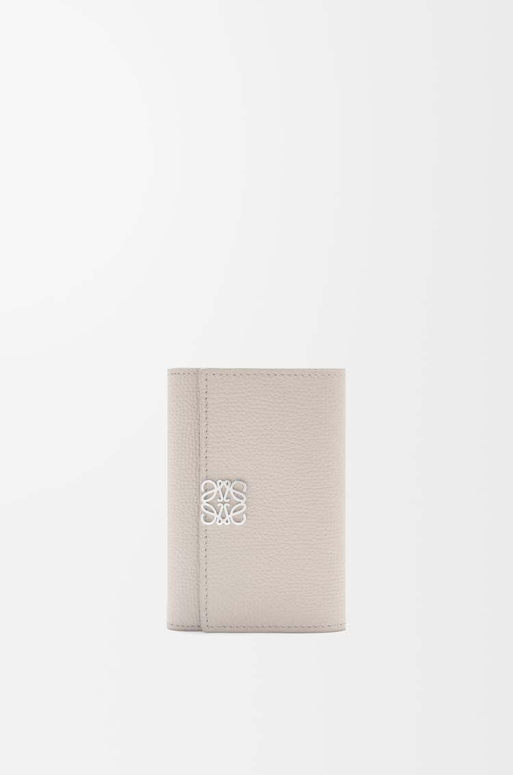 LOEWE Anagram small vertical wallet in pebble grained calfskin Light Ghost