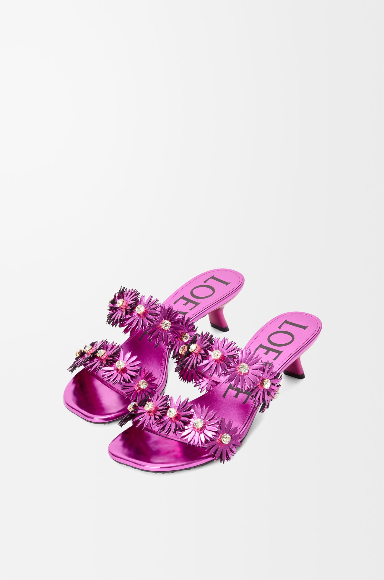 LOEWE ペタル フラワー サンダル（カーフ&クリスタル） フューシャ