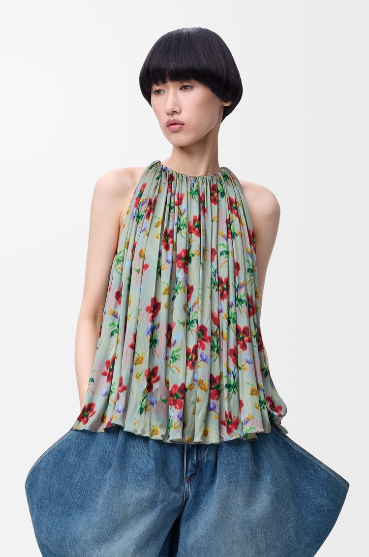 LOEWE Halter top in viscose Green/Red