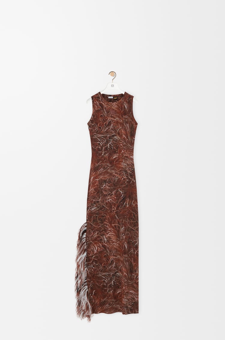 LOEWE Vestido sin mangas Feather en modal Marrón/Multicolor