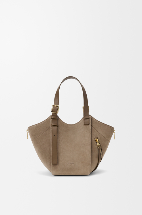 LOEWE Hammock Flip bag in suede Brownish Green