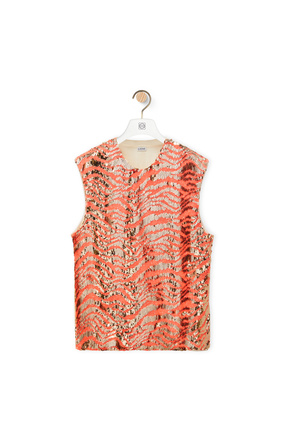 LOEWE Sleeveless sequin embroidery top in cotton Coral plp_rd
