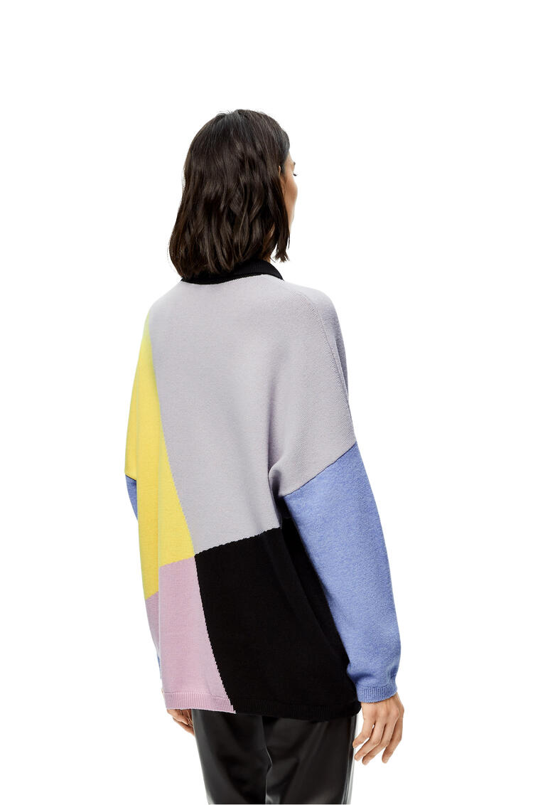 LOEWE Graphic polo collar sweater in wool Grey/Yellow pdp_rd