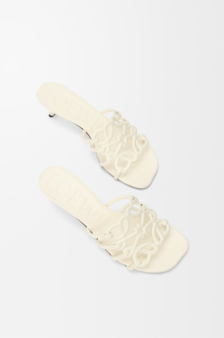 LOEWE Petal Anagram slide in soft calfskin Anthurium White