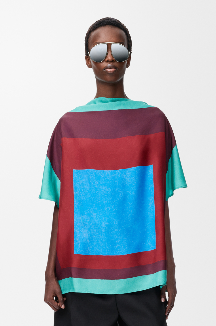 LOEWE Haut foulard en soie Vert/Rouge/Multicolore