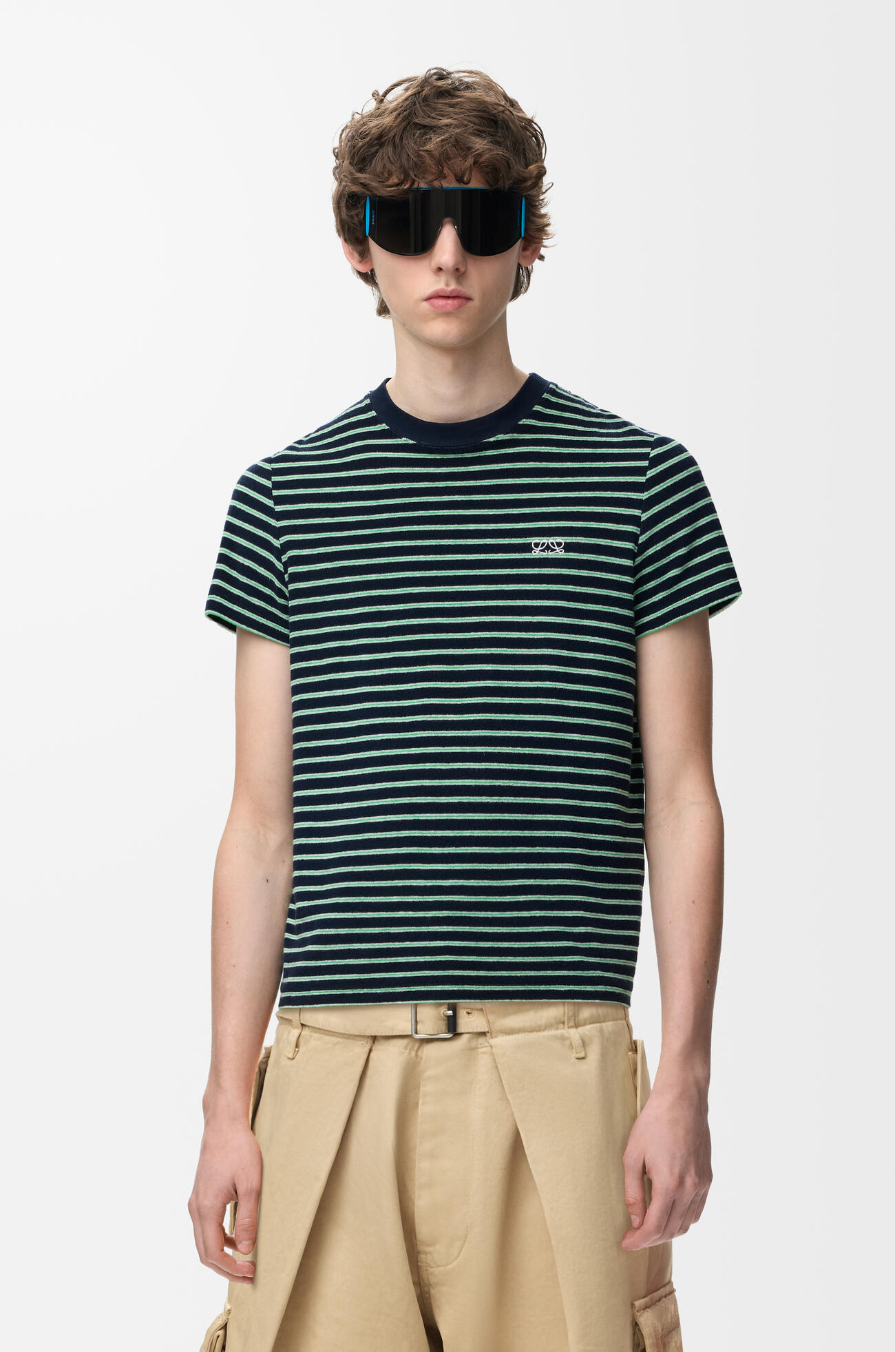 LOEWE T-shirt in cotton blend terry Navy Blue/Green