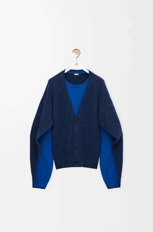 LOEWE Trompe l'oeil sweater in wool Blue/Dark Blue