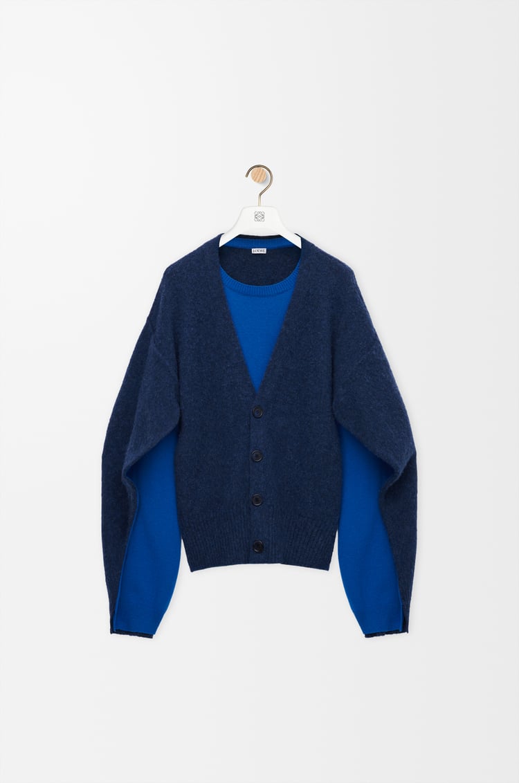 LOEWE Trompe l'oeil sweater in wool Blue/Dark Blue