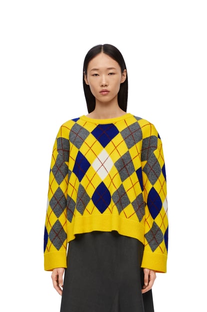 LOEWE Argyle sweater in wool 黃色/多色 plp_rd