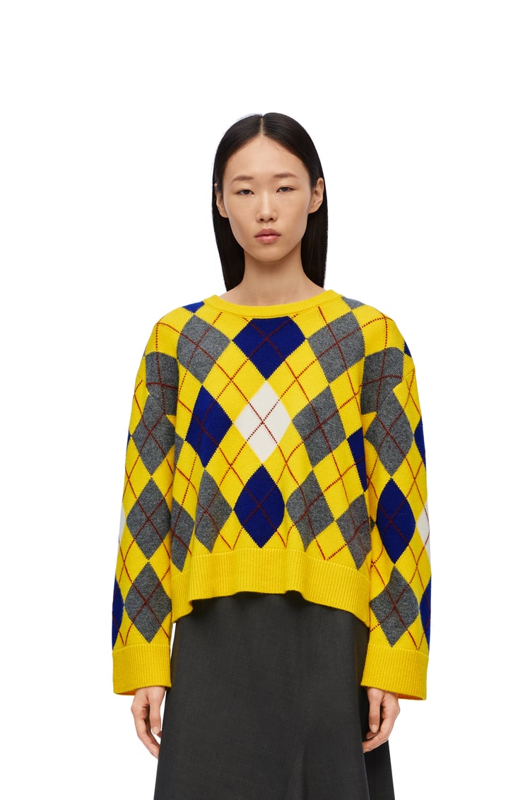 LOEWE Jersey de rombos en lana Amarillo/Multicolor