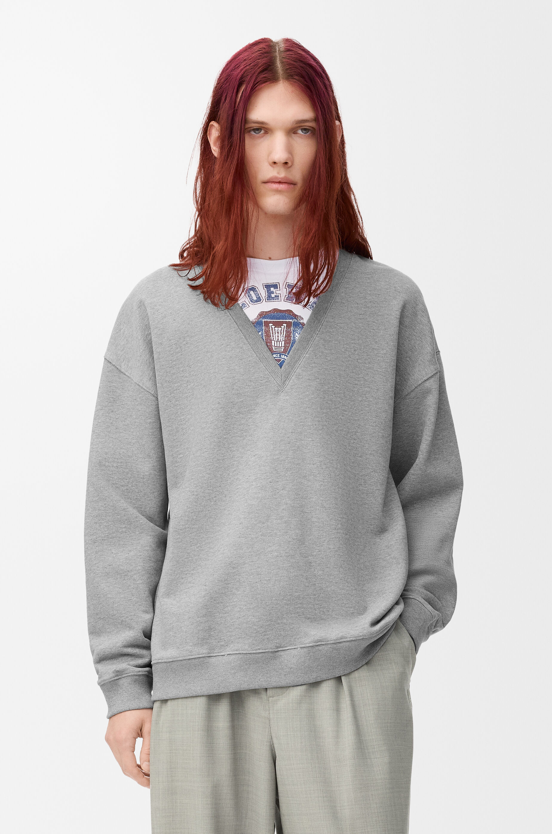 大人気◆LOEWE◆プリント コットン フリース スウェットシャツ スウェットシャツ（コットン） グレー - LOEWE