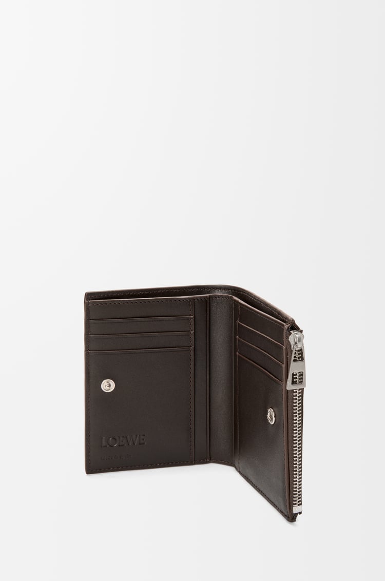 LOEWE Panta slim compact wallet in shiny calfskin Vintage Brown