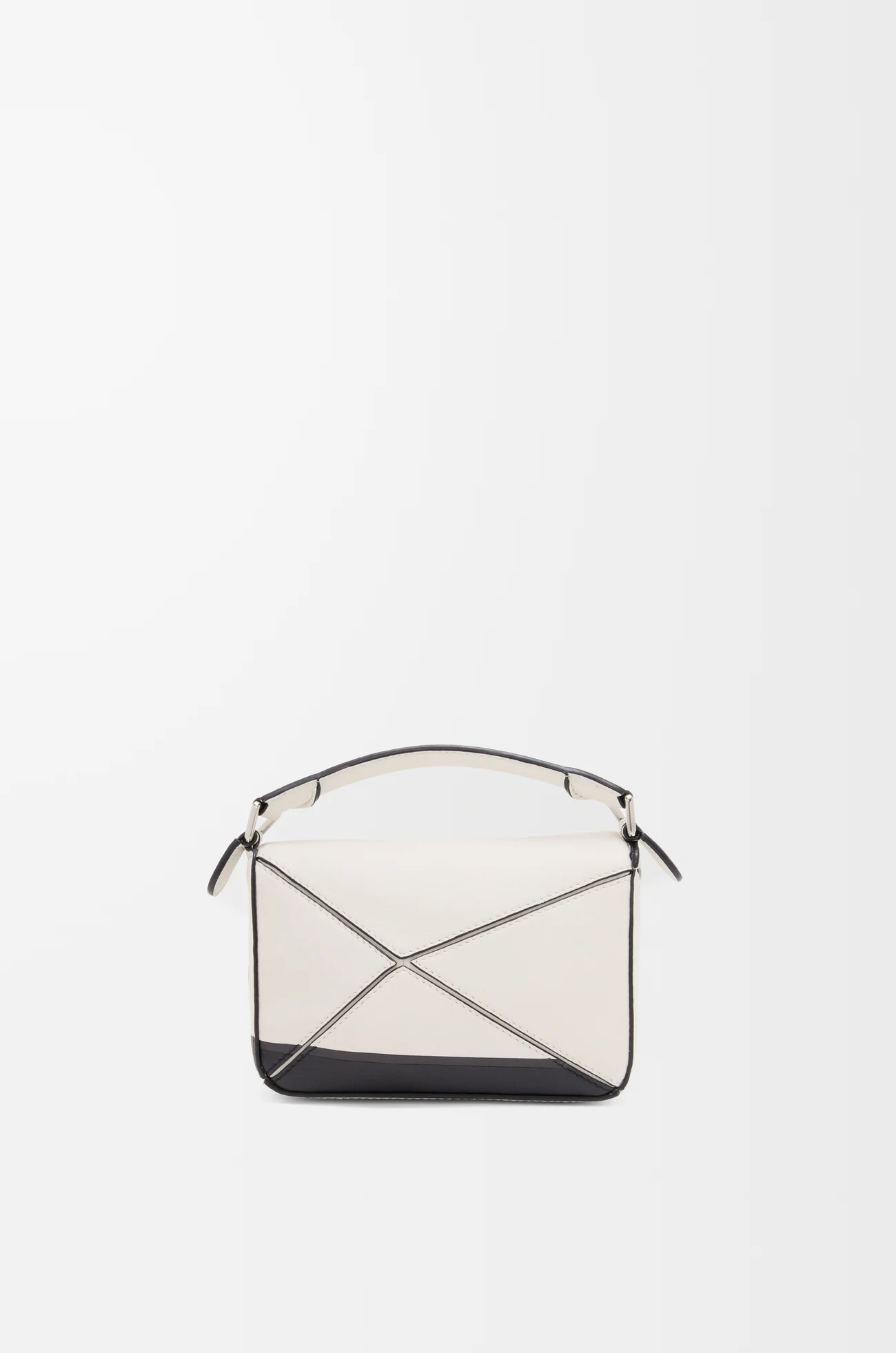 LOEWE Mini Futurist Cat Puzzle Tasche aus klassischem Kalbsleder Sanftes Weiß