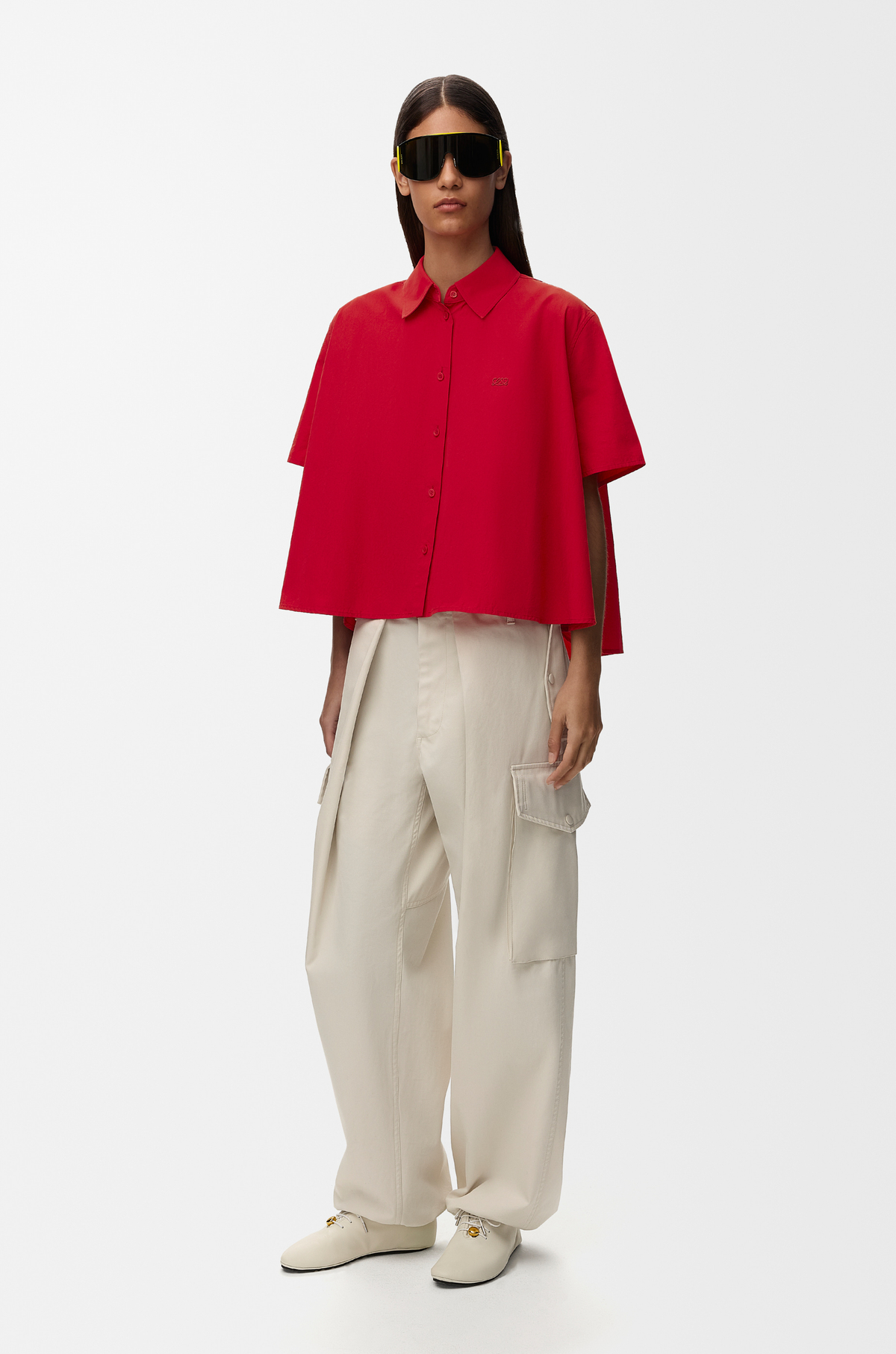 Short sleeve trapeze shirt in cotton Red - LOEWE USA Official Website