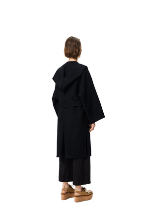 LOEWE Hooded belted coat in wool and cashmere Black plp_rd