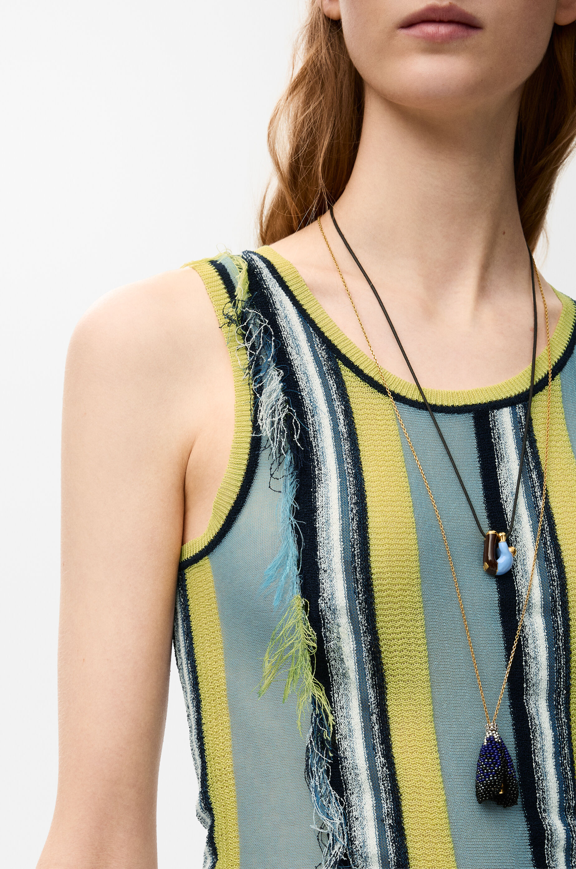 LOEWE Top in viscose and cotton blend Blue/Multicolor
