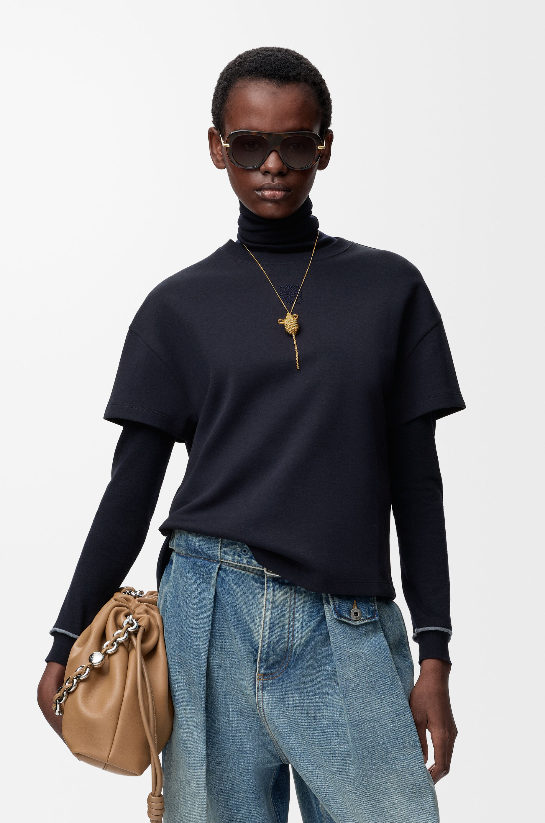 アシンメトリー Tシャツ（コットンブレンド） ブルー - LOEWE Japan