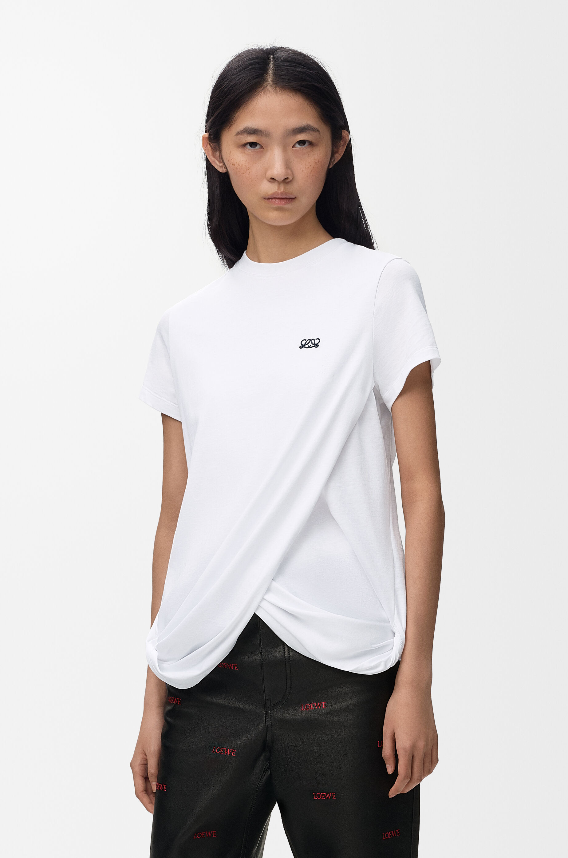 Draped T-shirt in cotton White - LOEWE Europe official website