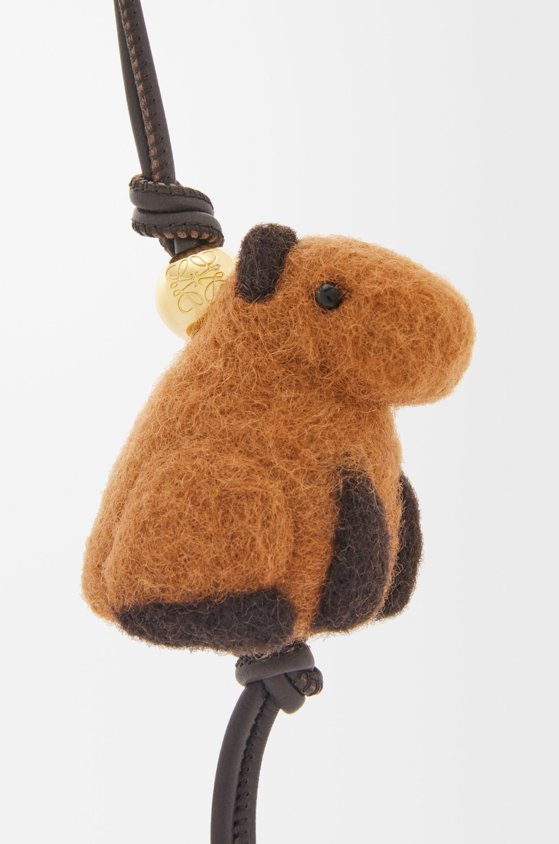 Capybara charm in felt and calfskin Dark Brown - LOEWE