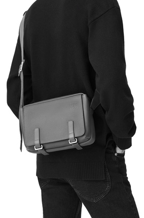 LOEWE XS Military messenger bag in soft grained calfskin Black plp_rd