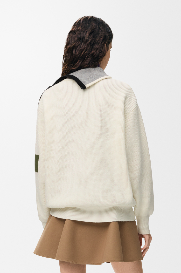 LOEWE Jersey con cremallera en lana Blanco